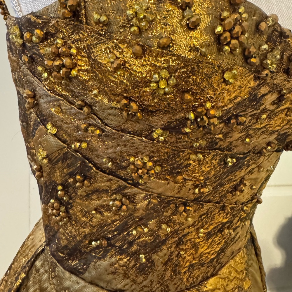Teuta Matoshi Autumn Leaves Gold Textured Gown - Picture 7 of 15